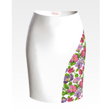 СЖ176пБнннн Барвиста вишиванка Заготовка для вишивки - Спідниця жіноча Фіалки р.42-54 габардин, білий