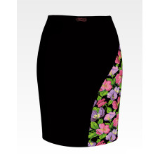 СЖ176шЧнннн Барвиста вишиванка Заготовка для вишивки - Спідниця жіноча Фіалки р.42-54 шовк, чорний