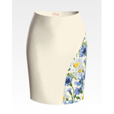 СЖ177дМнннн Барвиста вишиванка Заготовка для вишивки - Спідниця жіноча Волошки і ромашки р.42-54 домоткане полотно, бежевий