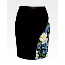 СЖ177шЧнннн Барвиста вишиванка Заготовка для вишивки - Спідниця жіноча Волошки і ромашки р.42-54 шовк, чорний