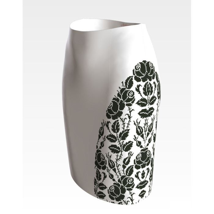 СЖ178кБнннн Спідниця жіноча, атлас-коттон, білий. Барвиста вишиванка. Заготовка для вишивки бісером або нитками