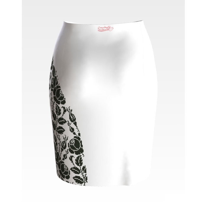 СЖ178кБнннн Спідниця жіноча, атлас-коттон, білий. Барвиста вишиванка. Заготовка для вишивки бісером або нитками