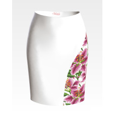 СЖ181шБнннн Барвиста вишиванка Заготовка для вишивки - Спідниця жіноча Розкішні лілії р.42-54 шовк, білий