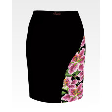 СЖ181шЧнннн Барвиста вишиванка Заготовка для вишивки - Спідниця жіноча Розкішні лілії р.42-54 шовк, чорний