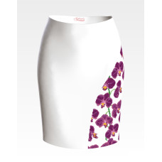 СЖ182пБнннн Барвиста вишиванка Заготовка для вишивки - Спідниця жіноча Орхідеї кольору фуксії р.42-54 габардин, білий