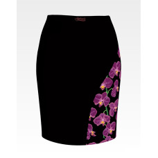 СЖ182шЧнннн Барвиста вишиванка Заготовка для вишивки - Спідниця жіноча Орхідеї кольору фуксії р.42-54 шовк, чорний