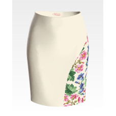 СЖ184дМнннн Барвиста вишиванка Заготовка для вишивки - Спідниця жіноча Цвіт шипшини, дзвіночки р.42-54 домоткане полотно, бежевий