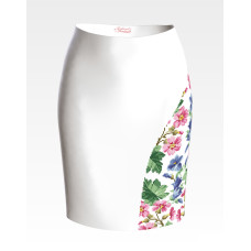 СЖ184пБнннн Барвиста вишиванка Заготовка для вишивки - Спідниця жіноча Цвіт шипшини, дзвіночки р.42-54 габардин, білий