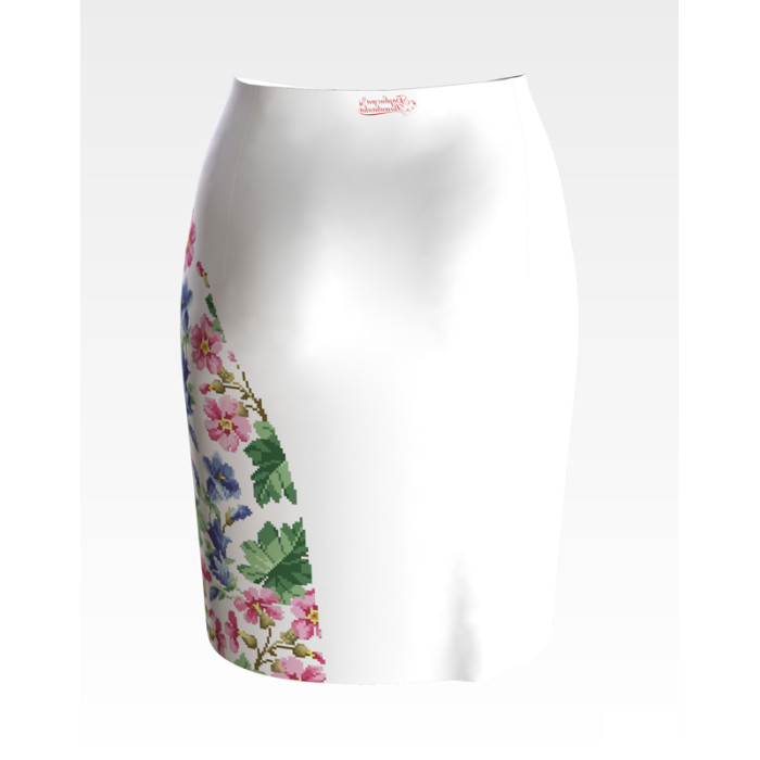 СЖ184шБнннн Барвиста вишиванка Заготовка для вишивки - Спідниця жіноча Цвіт шипшини, дзвіночки р.42-54 шовк, білий