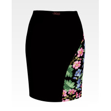 СЖ184шЧнннн Барвиста вишиванка Заготовка для вишивки - Спідниця жіноча Цвіт шипшини, дзвіночки р.42-54 шовк, чорний