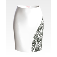 СЖ185пБнннн Барвиста вишиванка Заготовка для вишивки - Спідниця жіноча Лілії. Орнамент р.42-54 габардин, білий