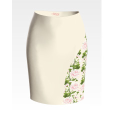 СЖ186дМнннн Барвиста вишиванка Заготовка для вишивки - Спідниця жіноча Ніжні хризантеми р.42-54 домоткане полотно, бежевий