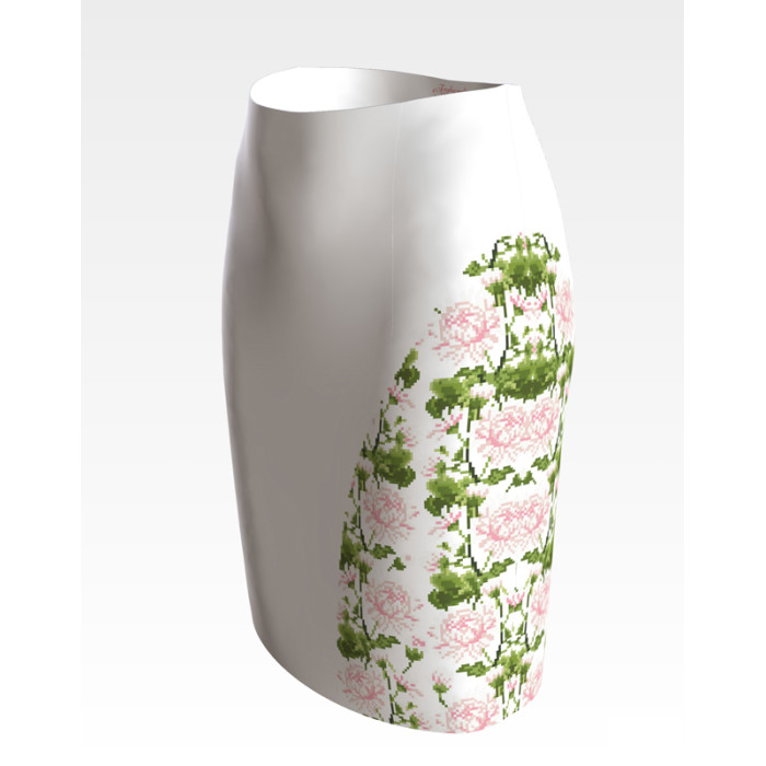 СЖ186кБнннн Спідниця жіноча, атлас-коттон, білий. Барвиста вишиванка. Заготовка для вишивки бісером або нитками