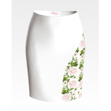 СЖ186пБнннн Барвиста вишиванка Заготовка для вишивки - Спідниця жіноча Ніжні хризантеми р.42-54 габардин, білий