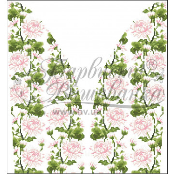 СЖ186пБнннн Барвиста вишиванка Заготовка для вишивки - Спідниця жіноча Ніжні хризантеми р.42-54 габардин, білий