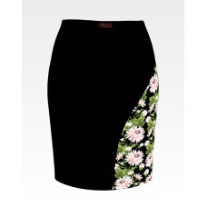 СЖ186шЧнннн Барвиста вишиванка Заготовка для вишивки - Спідниця жіноча Ніжні хризантеми р.42-54 шовк, чорний