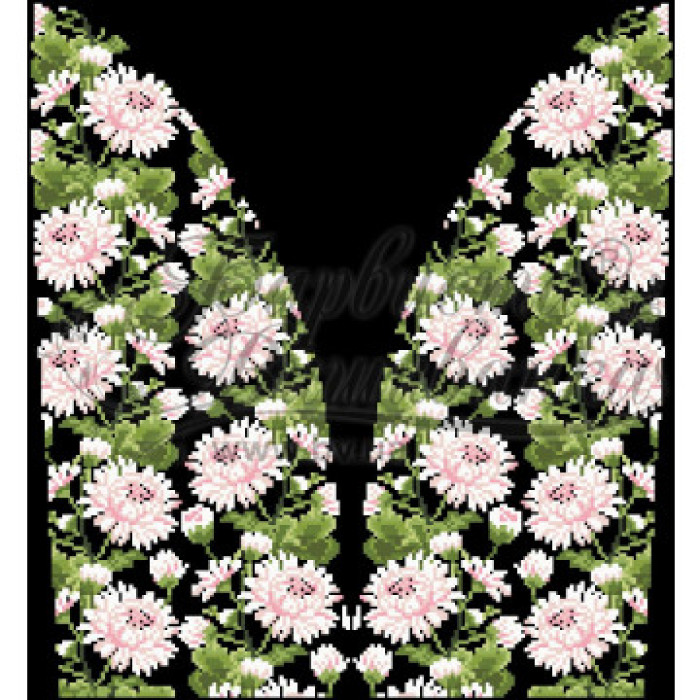 СЖ186шЧнннн Барвиста вишиванка Заготовка для вишивки - Спідниця жіноча Ніжні хризантеми р.42-54 шовк, чорний