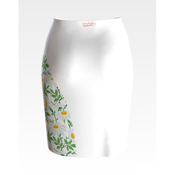 СЖ187кБнннн Спідниця жіноча, атлас-коттон, білий. Барвиста вишиванка. Заготовка для вишивки бісером або нитками