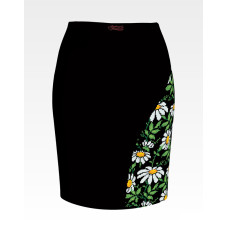 СЖ187шЧнннн Барвиста вишиванка Заготовка для вишивки - Спідниця жіноча Ромашки р.42-54 шовк, чорний