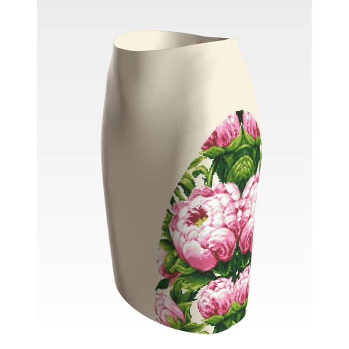 СЖ188кМнннн Барвиста вишиванка Заготовка для вишивки - Спідниця жіноча Пишні піони р.42-54 атлас, бежевий