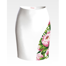 СЖ188пБнннн Барвиста вишиванка Заготовка для вишивки - Спідниця жіноча Пишні піони р.42-54 габардин, білий