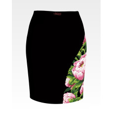 СЖ188шЧнннн Барвиста вишиванка Заготовка для вишивки - Спідниця жіноча Пишні піони р.42-54 шовк, чорний