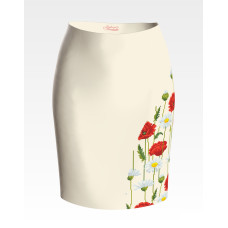 СЖ189дМнннн Барвиста вишиванка Заготовка для вишивки - Спідниця жіноча Ромашки і маки р.42-54 домоткане полотно, бежевий