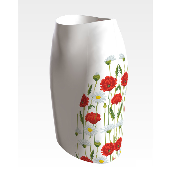 СЖ189кБнннн Спідниця жіноча, атлас-коттон, білий. Барвиста вишиванка. Заготовка для вишивки бісером або нитками