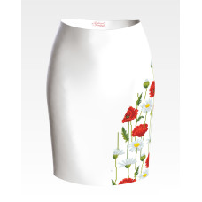 СЖ189шБнннн Барвиста вишиванка Заготовка для вишивки - Спідниця жіноча Ромашки і маки р.42-54 шовк, білий