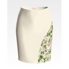 СЖ190дМнннн Барвиста вишиванка Заготовка для вишивки - Спідниця жіноча Білі мальви і троянди р.42-54 домоткане полотно, бежевий