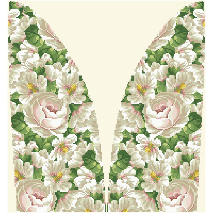 СЖ190кМнннн Барвиста вишиванка Заготовка для вишивки - Спідниця жіноча Білі мальви і троянди р.42-54 атлас, бежевий