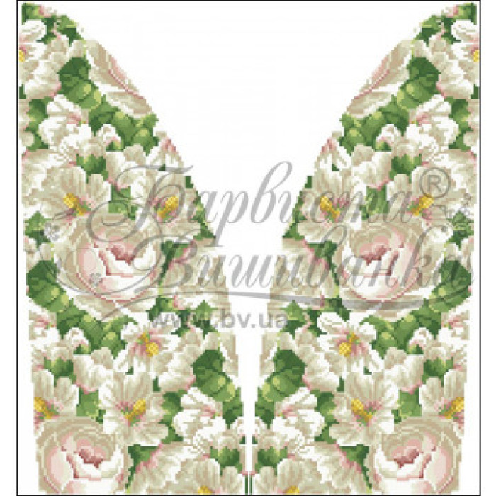 СЖ190пБнннн Барвиста вишиванка Заготовка для вишивки - Спідниця жіноча Білі мальви і троянди р.42-54 габардин, білий