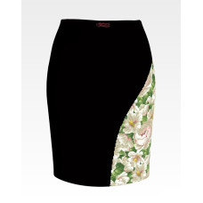 СЖ190шЧнннн Барвиста вишиванка Заготовка для вишивки - Спідниця жіноча Білі мальви і троянди р.42-54 шовк, чорний