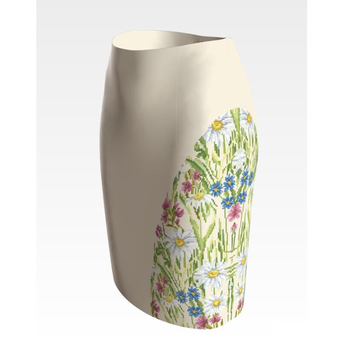 СЖ192дМнннн Барвиста вишиванка Заготовка для вишивки - Спідниця жіноча Ромашки, волошки, дзвіночки р.42-54 домоткане полотно, бежевий