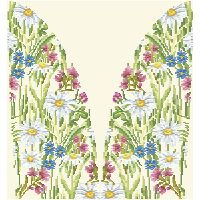 СЖ192дМнннн Барвиста вишиванка Заготовка для вишивки - Спідниця жіноча Ромашки, волошки, дзвіночки р.42-54 домоткане полотно, бежевий