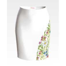 СЖ192шБнннн Барвиста вишиванка Заготовка для вишивки - Спідниця жіноча Ромашки, волошки, дзвіночки р.42-54 шовк, білий