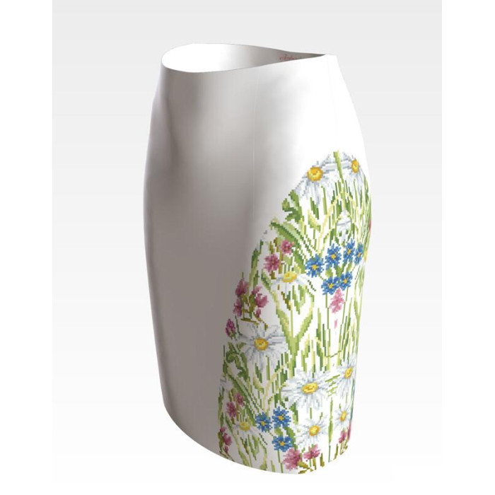 СЖ192шБнннн Барвиста вишиванка Заготовка для вишивки - Спідниця жіноча Ромашки, волошки, дзвіночки р.42-54 шовк, білий