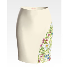 СЖ192шМнннн Барвиста вишиванка Заготовка для вишивки - Спідниця жіноча Ромашки, волошки, дзвіночки р.42-54 шовк, бежевий