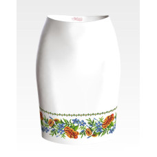 СЖ195дБнннн Барвиста вишиванка Заготовка для вишивки - Спідниця жіноча Мамині чорнобривці р.42-54 домоткане полотно, білий