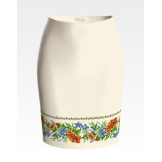 СЖ195кМнннн Барвиста вишиванка Заготовка для вишивки - Спідниця жіноча Мамині чорнобривці р.42-54 атлас, бежевий