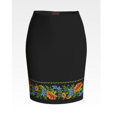 СЖ195шЧнннн Барвиста вишиванка Заготовка для вишивки - Спідниця жіноча Мамині чорнобривці р.42-54 шовк, чорний