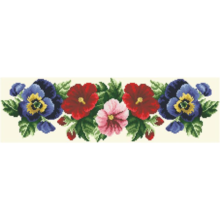 СЖ351кМнннн Барвиста вишиванка Заготовка для вишивки - Спідниця жіноча Мальви, троянди, братки р.42-54 атлас, бежевий