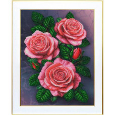 Т-1429 ВДВ Заготовка для вишивки бісером - Троянди 31x43 см (атласний сатин)