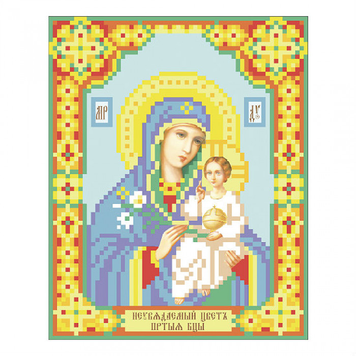 Т-0229 Ікона Божої Матері Нев'янучий Цвіт. ВДВ. Схема на тканині для вишивання бісером