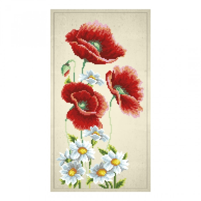 Т-0792 Триптих Польові квіти. ВДВ. Схема на тканині для вишивання бісером
