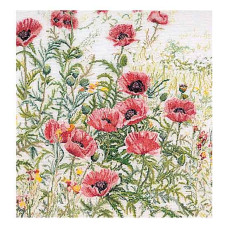 T2061 Thea Gouverneur Набір для вишивки рахунковим хрестиком - Рожеві маки 45х47 см, Льон 32 ct