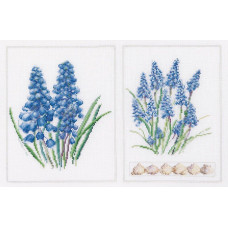 T443A Thea Gouverneur Набір для вишивки рахунковим хрестиком - Панно мускарі Muscari Panel 22x33 см, Aida 18