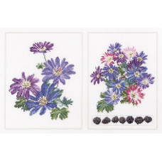 T445A Thea Gouverneur Набір для вишивки рахунковим хрестиком - Панно анемонів Anemone Panel 22x33 см, Aida 18