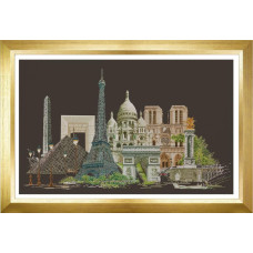 T472.05 Thea Gouverneur Набір для вишивки рахунковим хрестиком - Париж 79х50 см, Aida 18 ct (колір чорний)