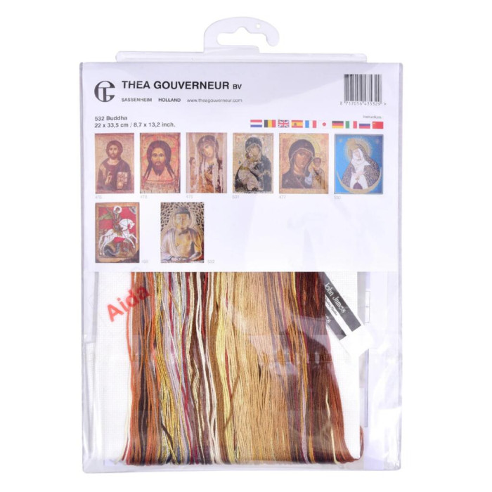 T532A Thea Gouverneur Набір для вишивки рахунковим хрестиком - Будда Buddha 22x34 см, Aida 18